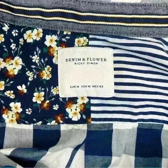 Men’s Denim & Flower checkered shirt - Picture 3 of 3